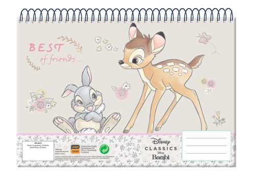 Disney Bambi Friends A/4 spirál vázlatfüzet, 30 lapos