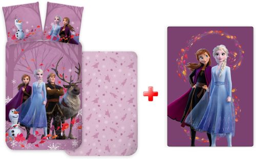 Disney Jégvarázs Purple gyerek ágyneműhuzat és polár takaró szett