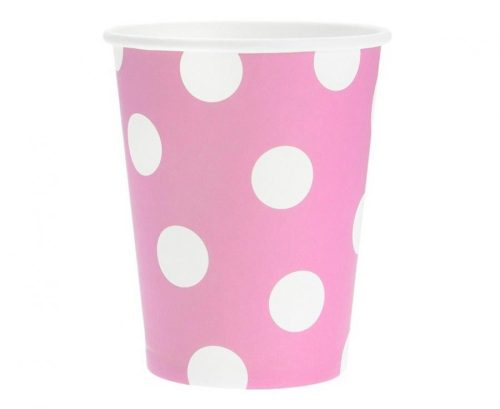 Rózsaszín Pink Polka Dots papír pohár 6 db-os 270 ml