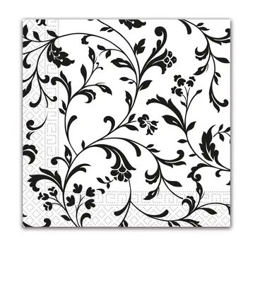 Fekete mintás Arabesque Black szalvéta 20 db-os 33x33 cm FSC