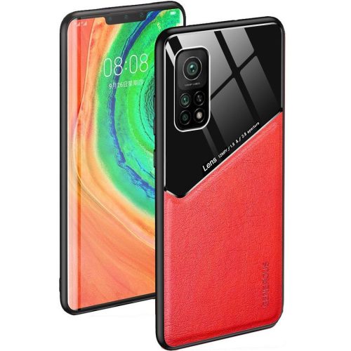 Huawei Mate 30 Pro / 30 Pro 5G, Szilikon tok, bőr és plexi hátlap, közepesen ütésálló, mágneses tartóval kompatibilis, Wooze Texture, piros