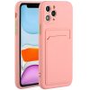 Huawei P40 Lite 5G, Szilikon tok, kártyatartóval, Wooze Card Slot, rózsaszín