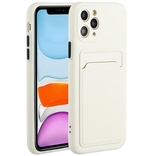 Xiaomi Redmi Note 9T 5G, Szilikon tok, kártyatartóval, Wooze Card Slot, fehér