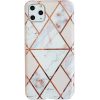 Apple iPhone 6 Plus / 6S Plus, Szilikon tok, sokszöges márvány minta, Wooze Geometric Marble, színes/fehér