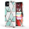 Huawei Mate 30 Lite, Szilikon tok, sokszöges márvány minta, Wooze Geometric Marble, színes/zöld