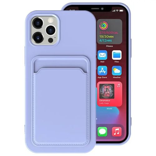 Xiaomi Redmi Note 9 5G, Szilikon tok, kártyatartóval, Wooze Card Slot, lila