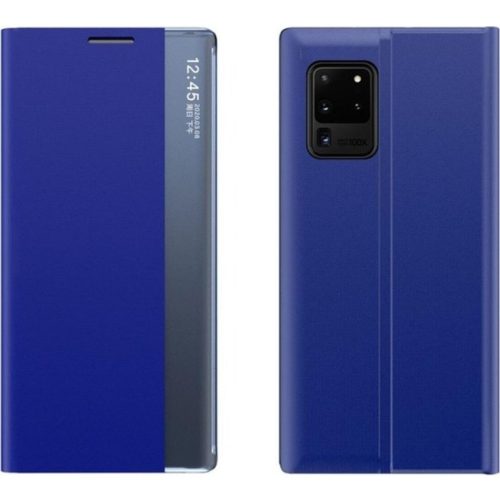 Xiaomi Redmi Note 9T 5G, Oldalra nyíló tok, stand, hívás mutatóval, vékony csíkban, Wooze Look Inside, kék