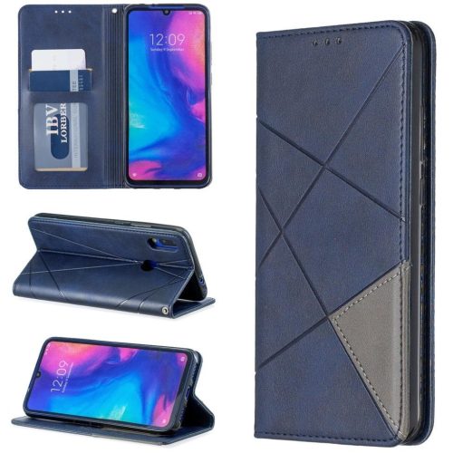 Samsung Galaxy A73 5G SM-A736B, Oldalra nyíló tok, stand, geometria minta, Wooze DesignBook, kék