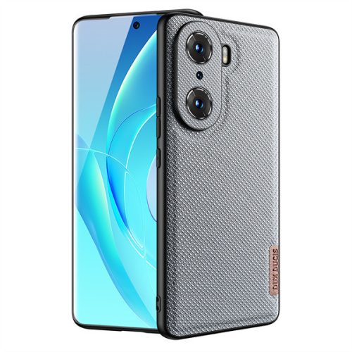 Huawei Honor 60 Pro, Műanyag hátlap védőtok + szilikon keret, fényvisszaverő szövet hátlap, rács minta, Dux Ducis Fino, kék