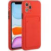 Xiaomi Redmi K40S 5G / Poco F4 5G, Szilikon tok, kártyatartóval, Wooze Card Slot, piros