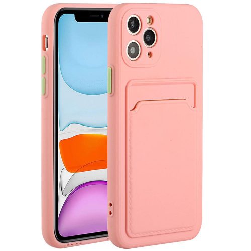 Xiaomi Redmi K40S 5G / Poco F4 5G, Szilikon tok, kártyatartóval, Wooze Card Slot, rózsaszín