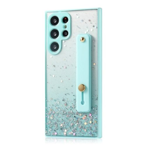 Huawei P40 Pro, Szilikon tok, közepesen ütésálló, kézpánttal, színátmenetes, csillogó minta, Wooze Strap Star, mintás/menta