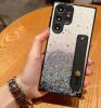 Huawei P40, Szilikon tok, közepesen ütésálló, kézpánttal, színátmenetes, csillogó minta, Wooze Strap Star, mintás/fekete