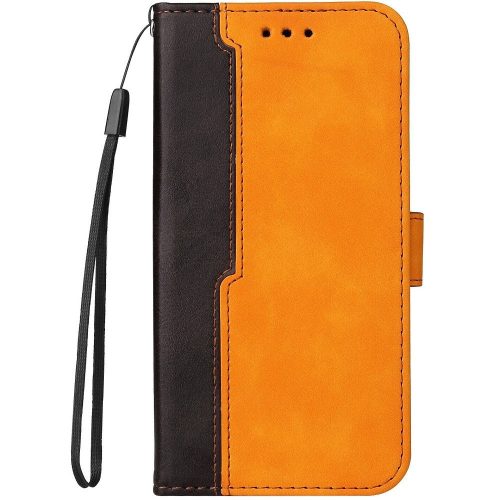 Samsung Galaxy S22 Plus 5G SM-S906, Oldalra nyíló tok, stand, kártyatartóval, kézpánttal, Wooze Colour Wallet, narancssárga