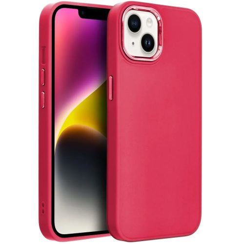 Samsung Galaxy A13 4G SM-A135F / A137F, Szilikon tok, közepesen ütésálló, fémhatású kamera keret, Frame Case, magenta