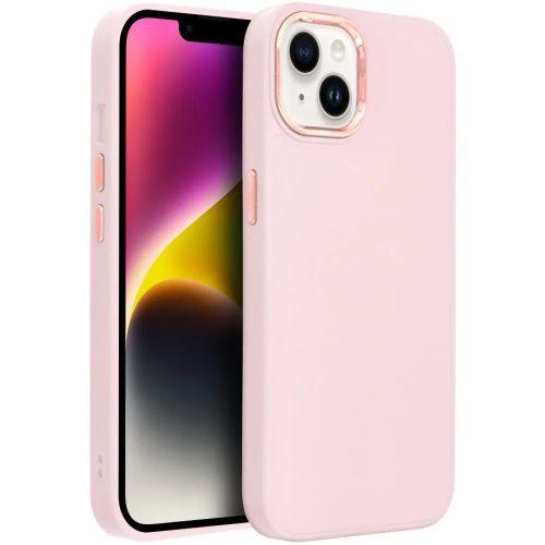 Samsung Galaxy A54 5G SM-A546B, Szilikon tok, közepesen ütésálló, fémhatású kamera keret, Frame Case, rózsaszín