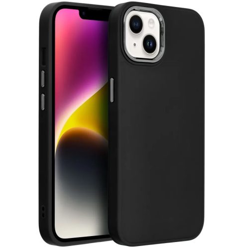 Xiaomi Redmi Note 12 Pro 5G / Poco X5 Pro 5G, Szilikon tok, közepesen ütésálló, fémhatású kamera keret, Frame Case, fekete