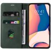 Apple iPhone 11 Pro Max, Oldalra nyíló tok, stand, kártyatartóval, kézpánttal, Wooze Business Plus, sötétzöld