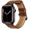 Apple Watch 1-6, SE (38 / 40 mm) / Watch 7-8 (41 mm), bőr pótszíj, gyémánt minta, Hoco WA18, barna