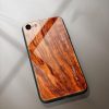 Xiaomi Redmi 8A, Szilikon védőkeret, edzett üveg hátlap, fa minta, Wooze Wood, rozsdabarna