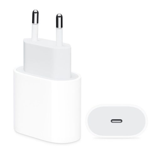 Hálózati töltő adapter, 20W, USB Type-C aljzat, gyorstöltés, MU7V2ZM/A utódja, Apple, gyári, fehér