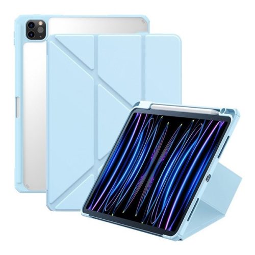 Apple iPad Pro 11 (2020 / 2021 / 2022), mappa tok, Apple Pencil tartóval, Origami Smart Case, Baseus Minimalist, világoskék