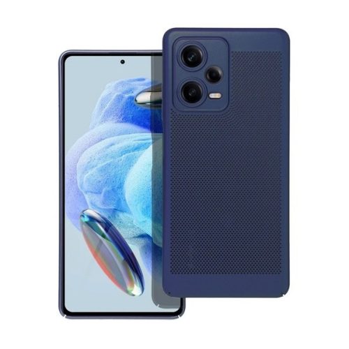 Xiaomi Redmi Note 12 Pro Plus 5G, Műanyag hátlap védőtok, légáteresztő, lyukacsos minta, Breezy, sötétkék