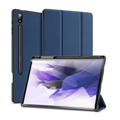 Samsung Galaxy Tab S9 Plus 12.4 SM-X810 / X816B, mappa tok, Trifold, S Pen tartóval, Dux Ducis Domo, sötétkék