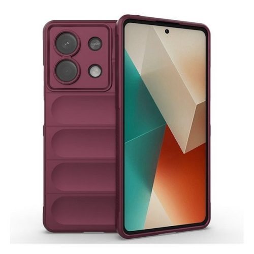 Xiaomi Redmi Note 13 5G, Szilikon tok, közepesen ütésálló, 3D minta, bordó