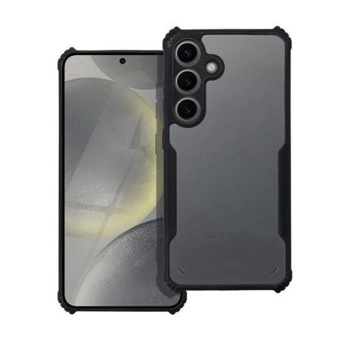 Samsung Galaxy A55 5G SM-A556B, Szilikon tok, közepesen ütésálló, légpárnás sarok, akril hátlap, Anti-Drop Case, átlátszó/fekete