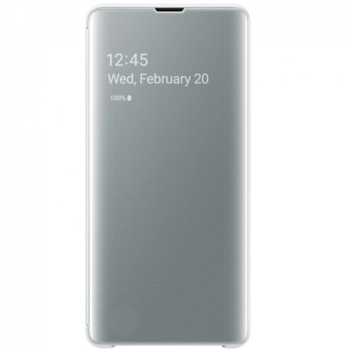 Samsung Galaxy S10e SM-G970, Oldalra nyíló tok, hívás mutatóval, Clear View Cover, fehér, gyári