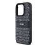 DKNY PU Leather Repeat Pattern Tonal Stripe Apple iPhone 14 Pro hátlap tok, fekete