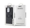 DKNY PU Leather Repeat Pattern Tonal Stripe Apple iPhone 14 Pro hátlap tok, fekete