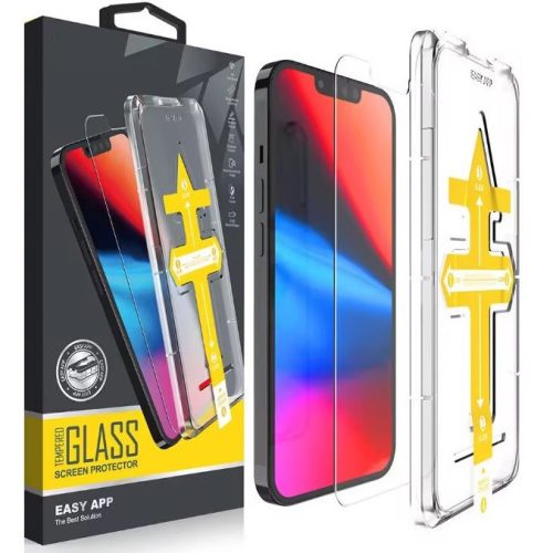 Apple iPhone XR / 11, Kijelzővédő fólia, ütésálló fólia (az íves részre NEM hajlik rá!), Tempered Glass (edzett üveg), segéd kerettel, Wooze Gorilla Glass, Clear