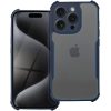 Apple iPhone 16 Pro Max, Szilikon tok, közepesen ütésálló, légpárnás sarok, akril hátlap, Anti-Drop Case, átlátszó/sötétkék